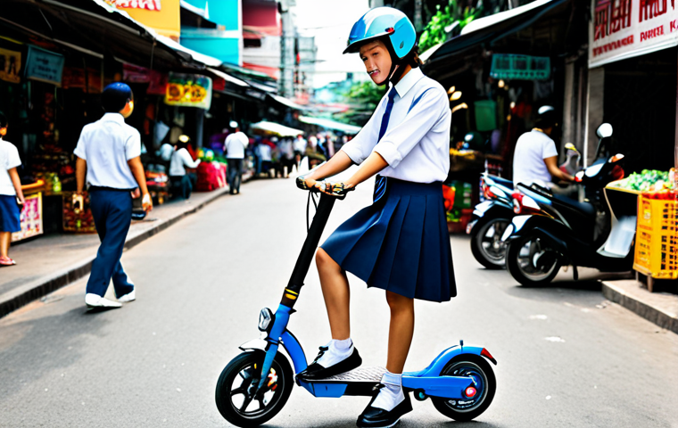 전동 킥보드 안전모 추천 - **

"A Thai student, fully clothed in a school uniform, wearing a bright, stylish INDEX half-face he...